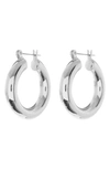 Luv Aj Baby Amalfi Rhodium-plated Tube Hoop Earrings In Silver