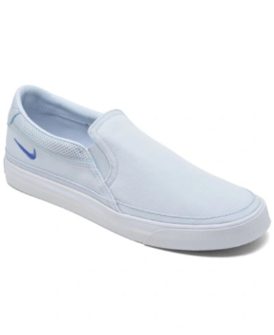 Nike Women's Court Legacy Slip-on Casual Sneakers From Finish Line In Blue Gray, Saphire