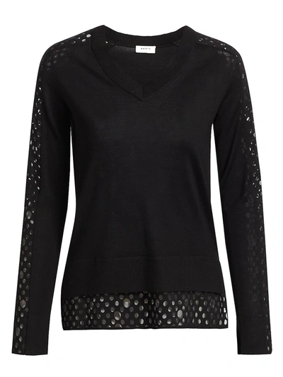 Akris Punto Women's Organza Dot Wool Sweater In Black