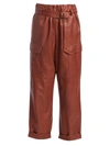 Brunello Cucinelli Women's Relaxed-fit Belted Soft Leather Cargo Pants In Maple