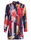 Etro Women's Lily-print Silk Tunic Blouse In Navy