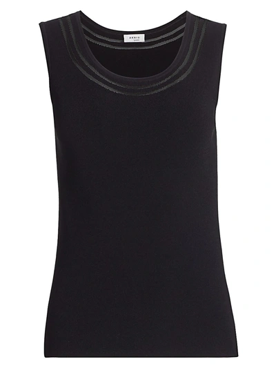 Akris Punto Women's Sleeveless Tulle Insert Knit Top In Black