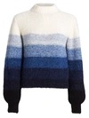 Akris Punto Women's Horizontal Stripe Puff-sleeve Stretch-alpaca Wool Knit Sweater In Neutral