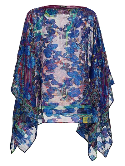 Etro Women's Silk-blend Embroidered Floral Poncho In Purple