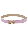 Dolce & Gabbana Women's Baroque Logo Leather Belt In Pink