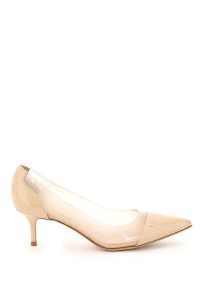 Gianvito Rossi Plexi 55mm Pointed Toe Pumps In Beige,pink