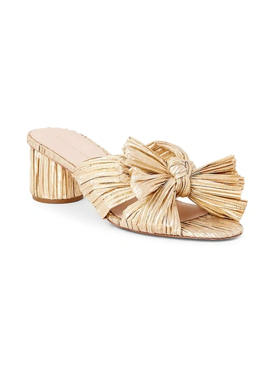 Loeffler Randall Women's Emilia Pleated Knot Mules In Gold