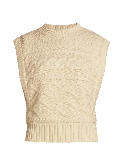 Gestuz Lupia Cable Knit Wool-blend Sleeveless Sweater In Turtledove