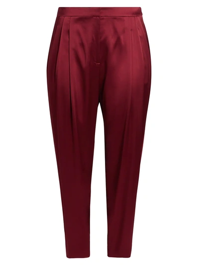Lafayette 148 Waistcoatry Satin Trousers In Hibiscus