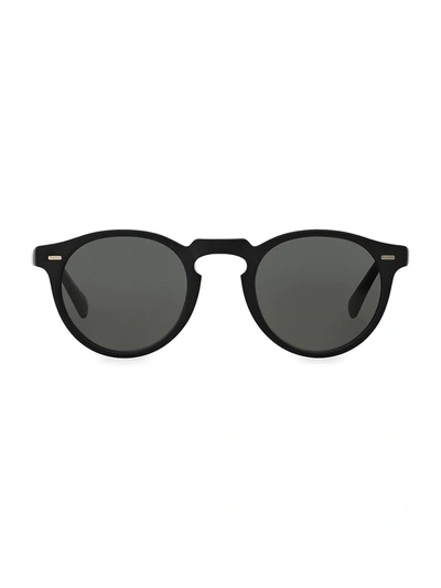 Oliver Peoples Men's Gregory Peck 50mm Round Sunglasses In Black