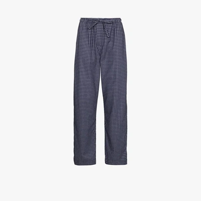 Derek Rose Braemar Checked Lounge Trousers In Navy