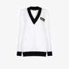 BALMAIN WHITE EMBROIDERED LOGO SWEATER,VF13005K24115877919