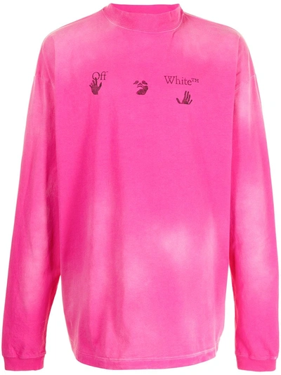 Off-white Logo-print Tie-dye Sweatshirt In Pink