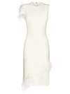 CHRISTOPHER KANE FEATHER-TRIM SLEEVELESS MIDI DRESS