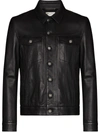 Saint Laurent Button-up Leather Jacket In Black