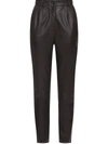 Dolce & Gabbana Leather Carrot Fit Trousers In Black In Black