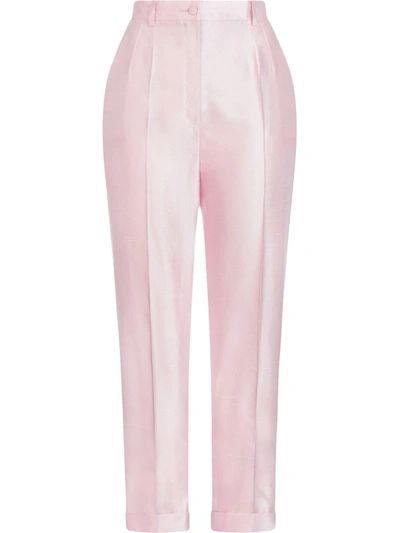 Dolce & Gabbana High-rise Tailored Trousers In Pink & Purple