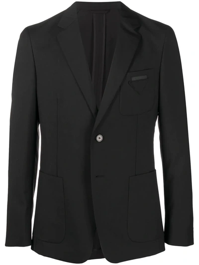 Prada Logo Patch Blazer In Black