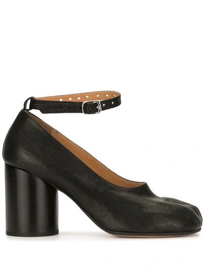 Maison Margiela Tabi Leather Mary Jane Pumps In Black