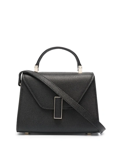 Valextra Pebbled Leather Cross Body Bag In Black