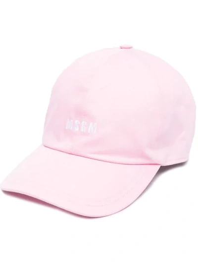 Msgm Logo刺绣棒球帽 In Pink