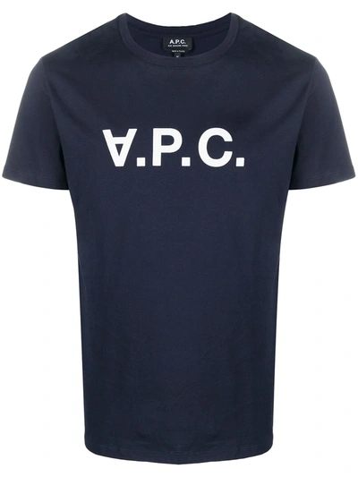 A.p.c. Logo-print Short-sleeved T-shirt In Blue