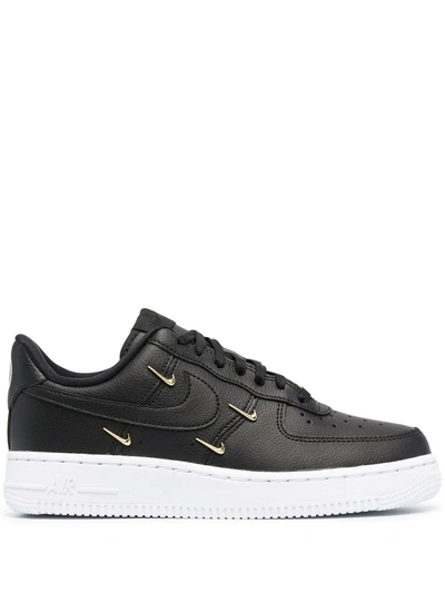 Nike Air Force 1 '07 Ess "tumbled Leather" Sneakers In Black/metallic Gold/hyper Royal