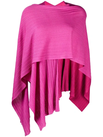 Sminfinity Pleated Knitted Cape In Pink