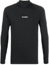 Jil Sander Long-sleeved Logo T-shirt In Black