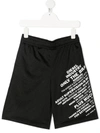 Diesel Kids' Pfrakle Graphic-print Mesh Shorts In Black