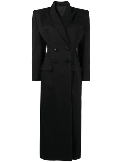 Attico Double-breasted Tailored Coat In Black