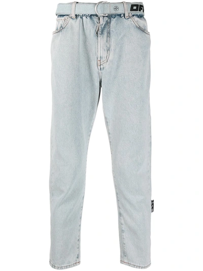 Off-white Belted Tapered Jeans In Blue