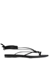 Attico Women's Kika Lace-up Satin Thong Sandals In Black