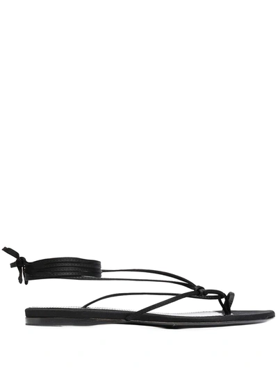 Attico Women's Kika Lace-up Satin Thong Sandals In Black