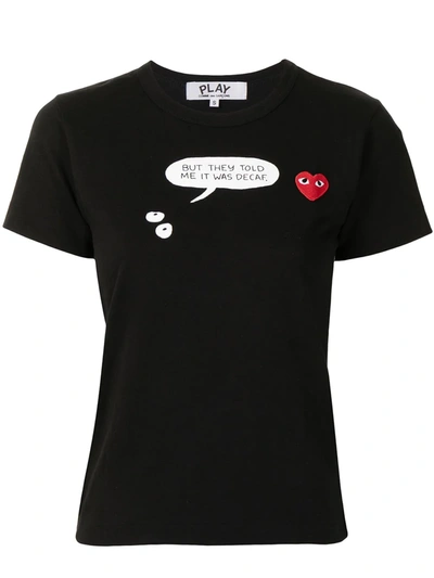 Comme Des Garçons Play Graphic-print Cotton T-shirt In Black