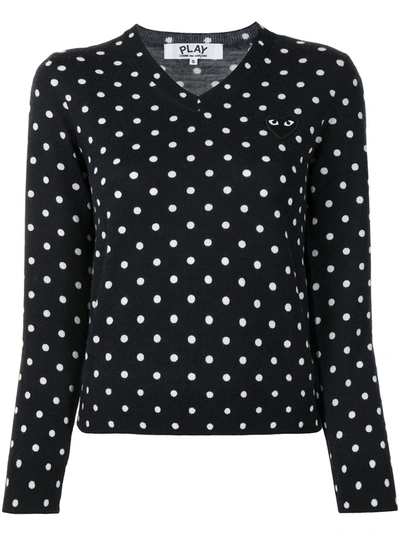 COMME DES GARÇONS PLAY POLKA DOT-PRINT V-NECK JUMPER