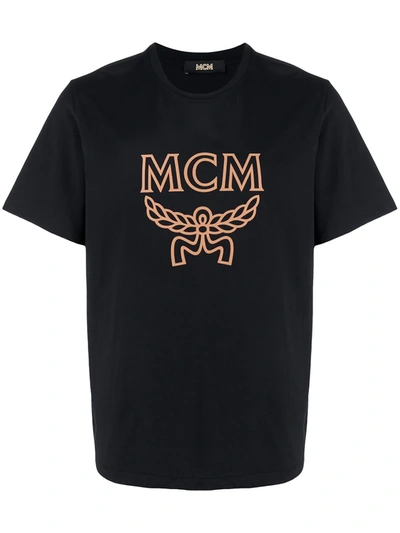 Mcm Mens Black Brand-print Crewneck Cotton-jersey T-shirt L