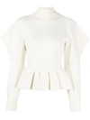 ULLA JOHNSON PUFF-SLEEVED GATHERED KNITTED JUMPER