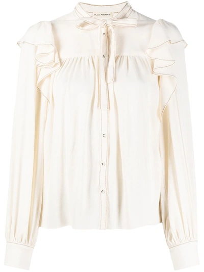Ulla Johnson Ruffle-detailed Draped-sleeved Blouse In White