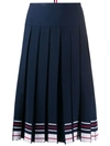 Thom Browne Pleated Striped Stretch-knit Skirt In Blue