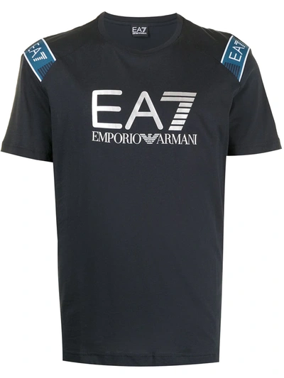 Ea7 Logo Print T-shirt In Blue