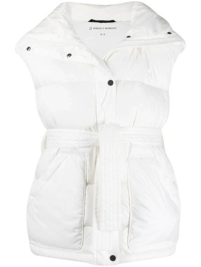 Perfect Moment Belted Padded Ski Gilet In White