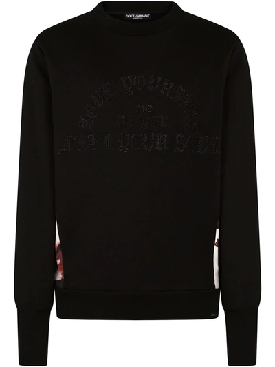 Dolce & Gabbana Contrasting Panel Cotton Sweatshirt In Black
