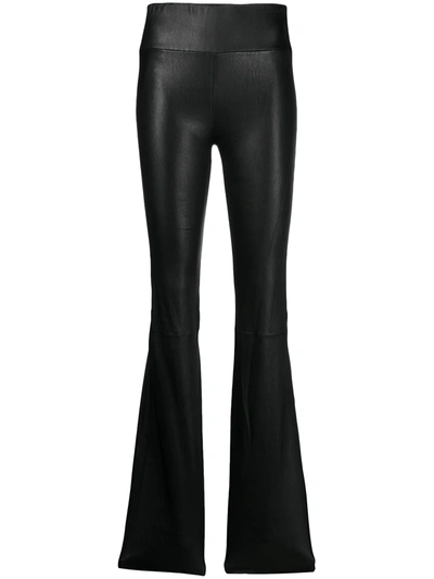 Sprwmn Leather Bootcut Trousers In Black