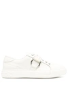 Ferragamo Gancini Buckled Leather Sneakers In White