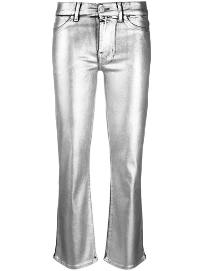 7 For All Mankind 中腰金属感喇叭裤 In Metallic