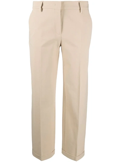 Piazza Sempione Pressed-crease Tailored Linen-blend Trousers In Neutrals