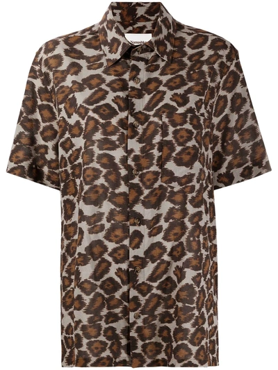 Nanushka Leopard Print Shirt In Brown