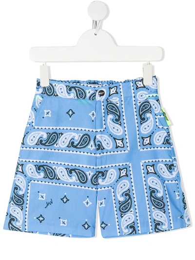 Msgm Kids' Bandana-print Shorts In Blue