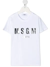 MSGM METALLIC LOGO PRINT COTTON T-SHIRT